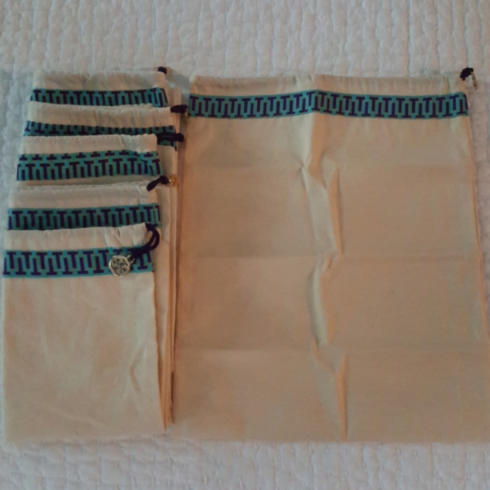 Tory Burch Blue Logo Dust Drawstring Bags